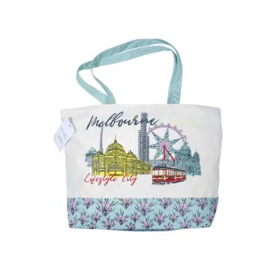 Cotton-Canvas Shopping Bag Melbourne-Lifestyle City 48x33cm