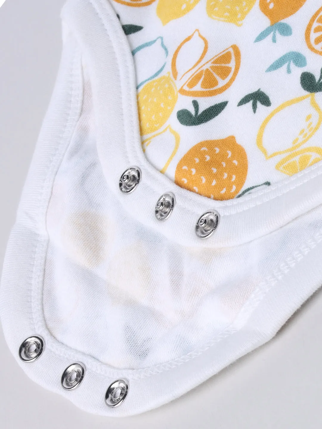 Cotton Half Sleeve Cute Lemon Print Onesie - Unisex