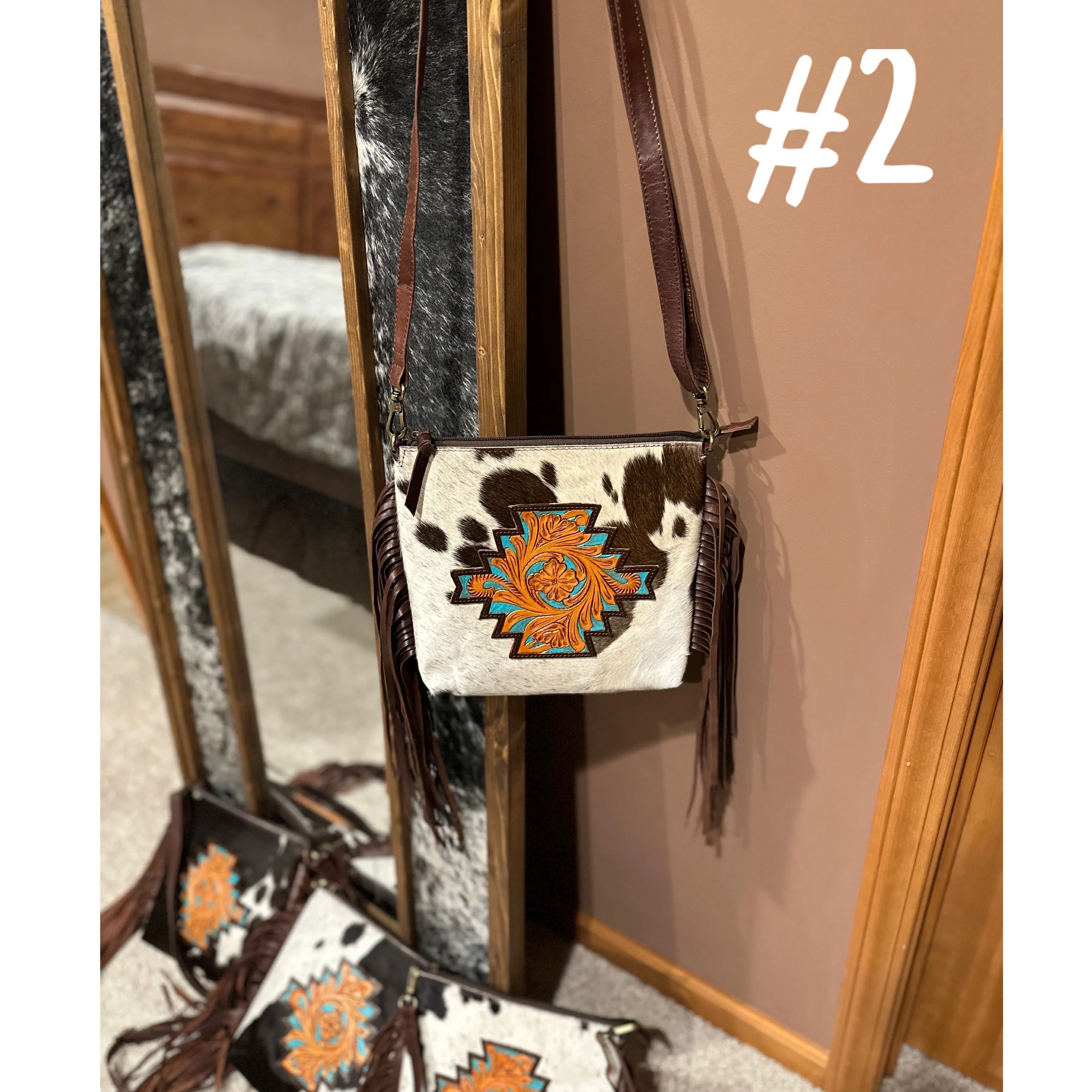 Cowhide Crossbody Purse w/ Fringe