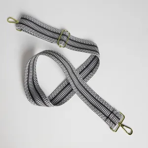 Crossbody Strap - Black & White Chevron (Gold Hardware)
