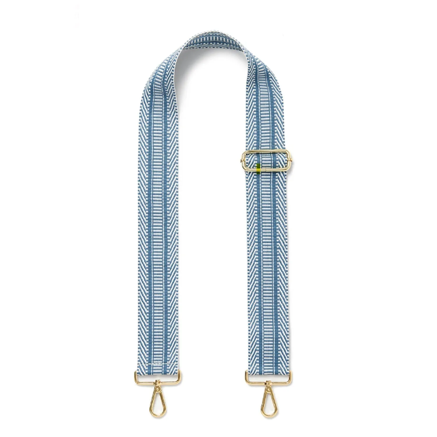 Crossbody Strap - Light Blue and White Chevron (Silver Hardware)