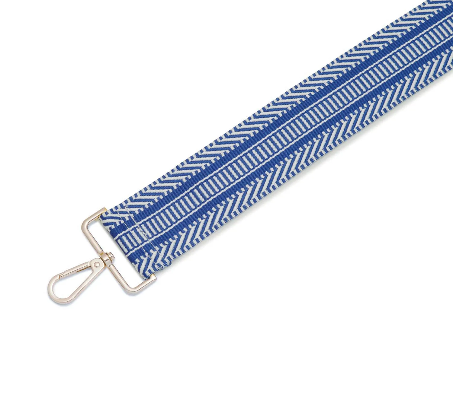Crossbody Strap - Light Blue and White Chevron (Silver Hardware)