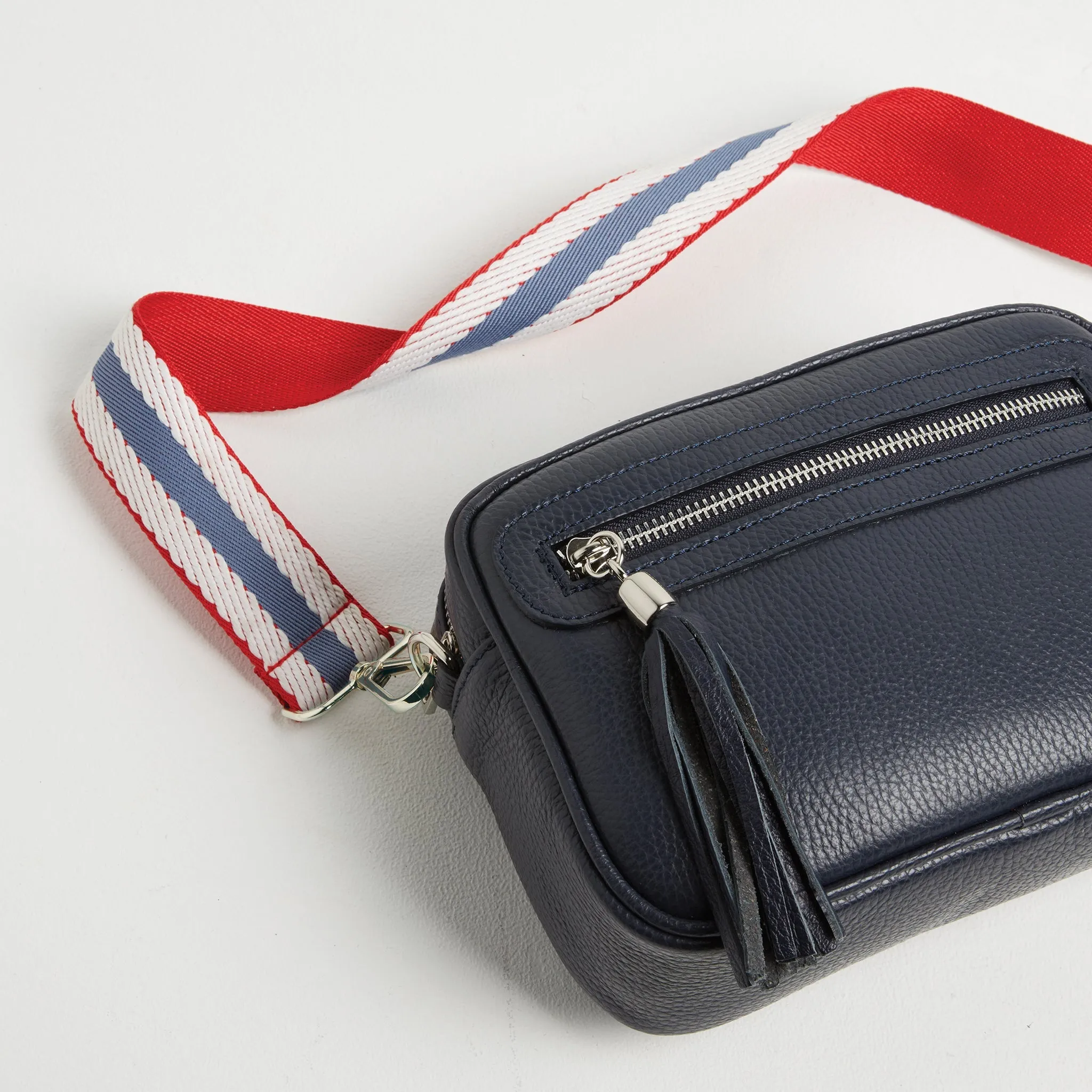 Crossbody Strap - Nautical Stripes (Silver Hardware)