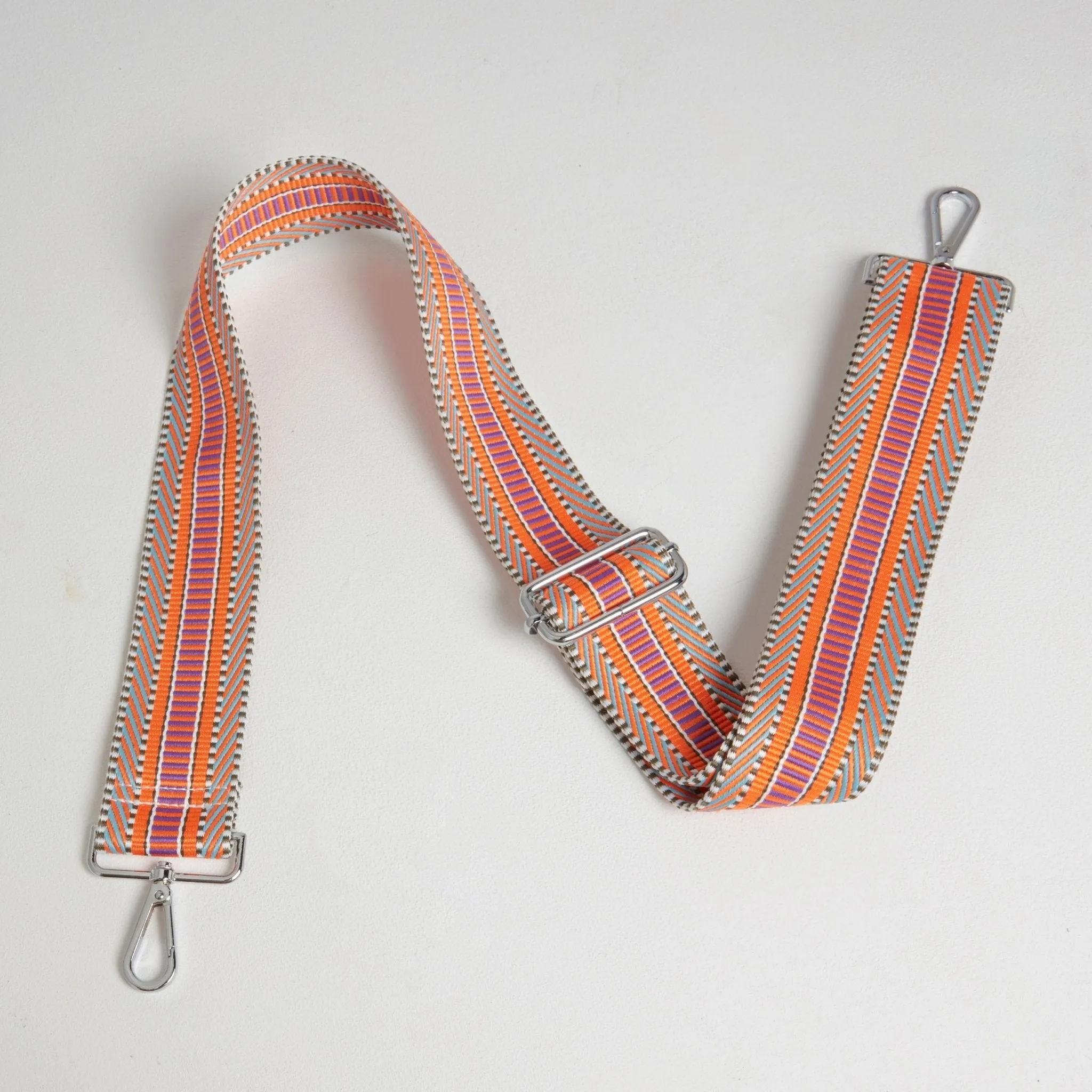 Crossbody Strap - Orange Aztec (Silver Hardware)