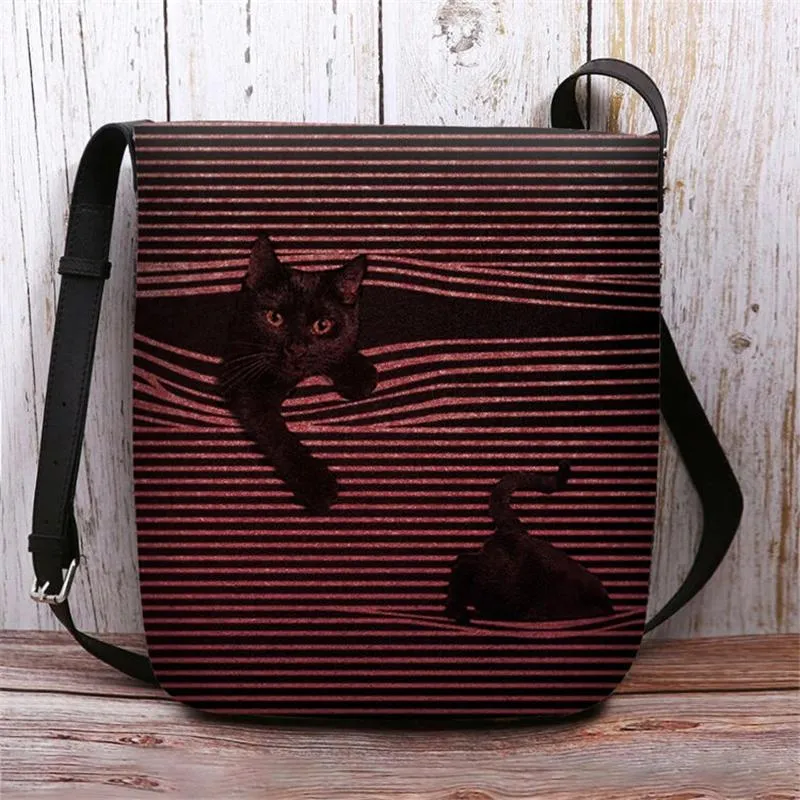 Cute Cat Striped Adjustable Crossbody Bags