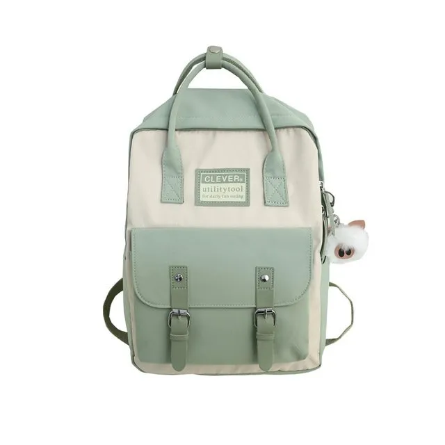 Cute Linen Buckle Backpack