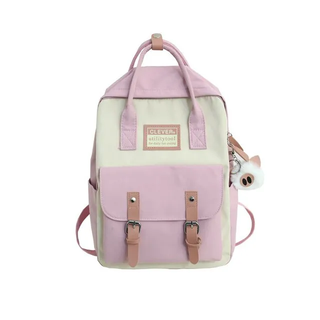 Cute Linen Buckle Backpack
