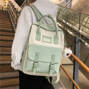 Cute Linen Buckle Backpack