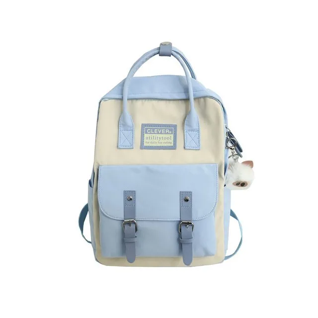 Cute Linen Buckle Backpack