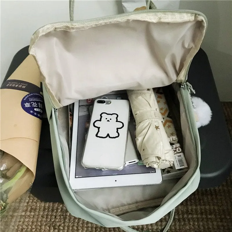 Cute Linen Buckle Backpack