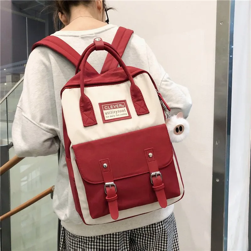 Cute Linen Buckle Backpack