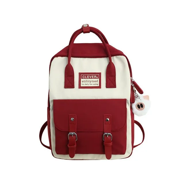 Cute Linen Buckle Backpack