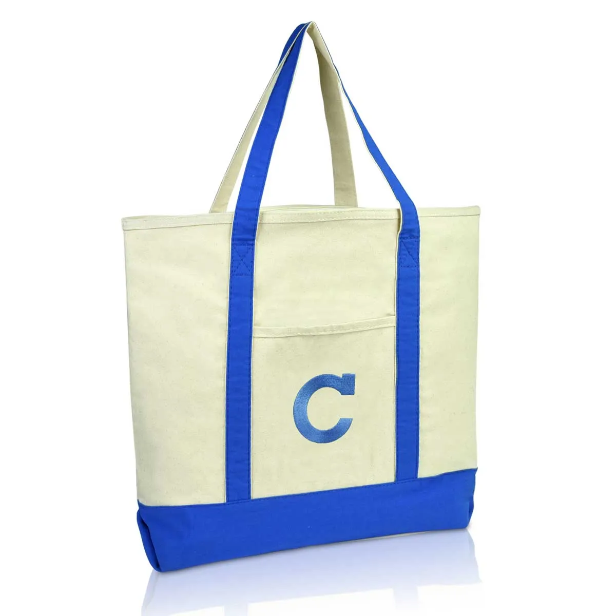 Dalix Initial Tote Bag Personalized Monogram Zippered Top Letter - C
