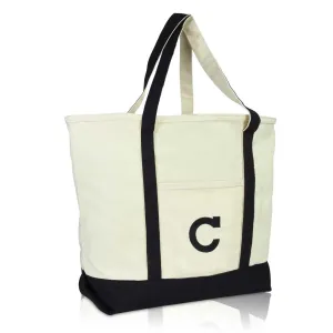 Dalix Initial Tote Bag Personalized Monogram Zippered Top Letter - C