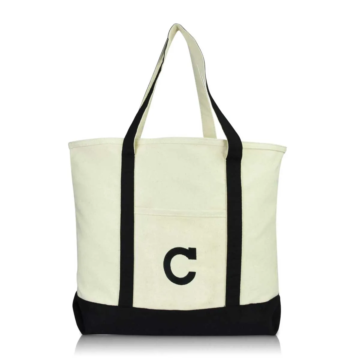 Dalix Initial Tote Bag Personalized Monogram Zippered Top Letter - C