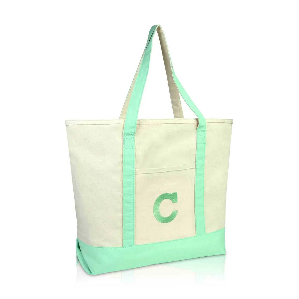 Dalix Initial Tote Bag Personalized Monogram Zippered Top Letter - C