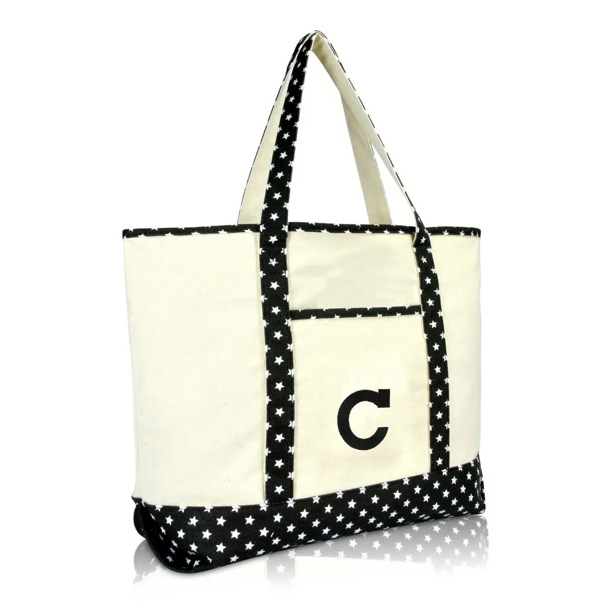 Dalix Initial Tote Bag Personalized Monogram Zippered Top Letter - C