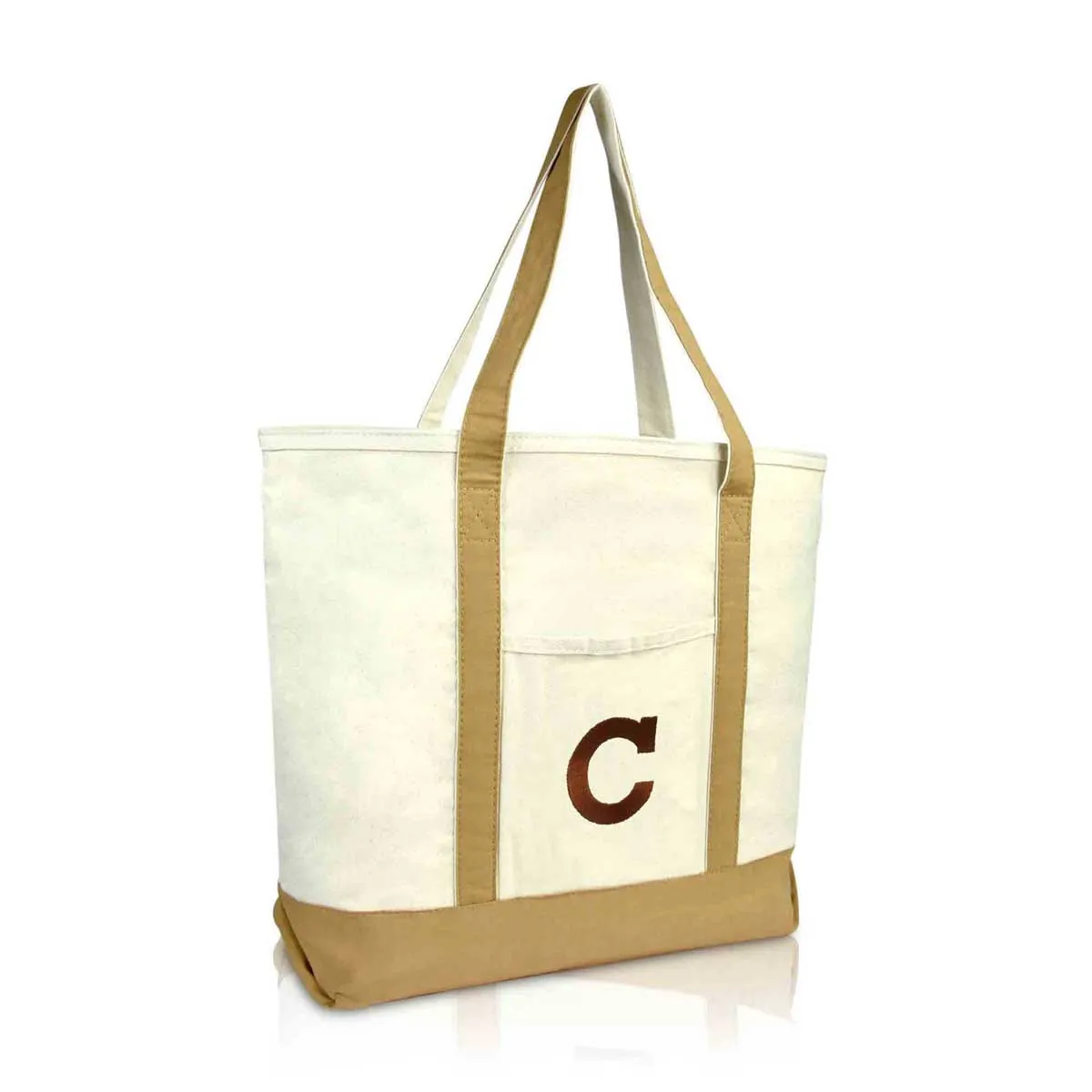 Dalix Initial Tote Bag Personalized Monogram Zippered Top Letter - C