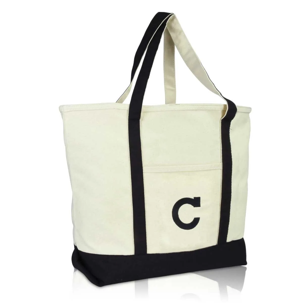 Dalix Initial Tote Bag Personalized Monogram Zippered Top Letter - C