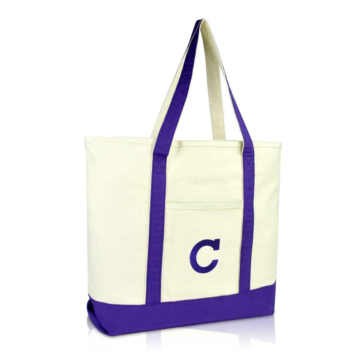 Dalix Initial Tote Bag Personalized Monogram Zippered Top Letter - C