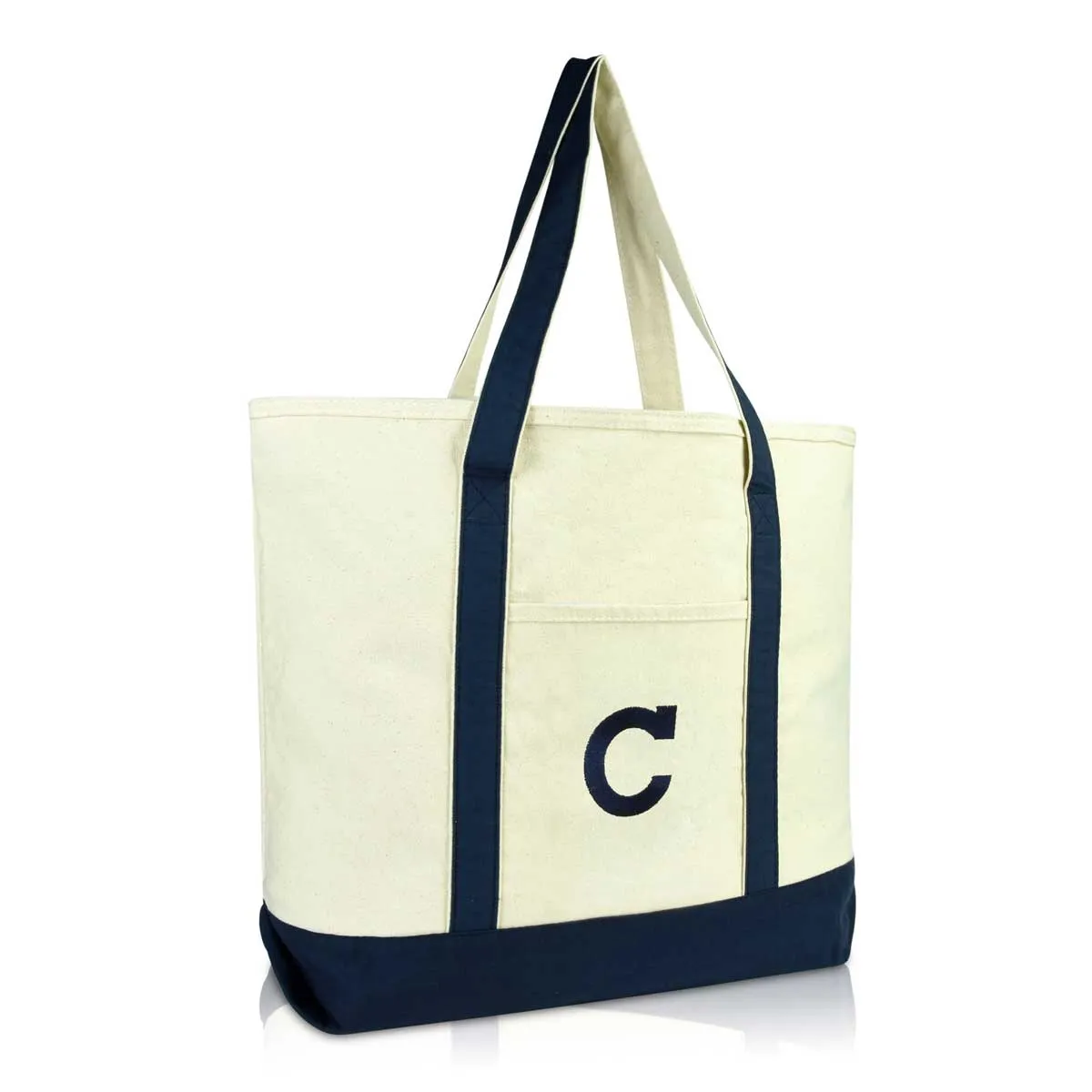 Dalix Initial Tote Bag Personalized Monogram Zippered Top Letter - C