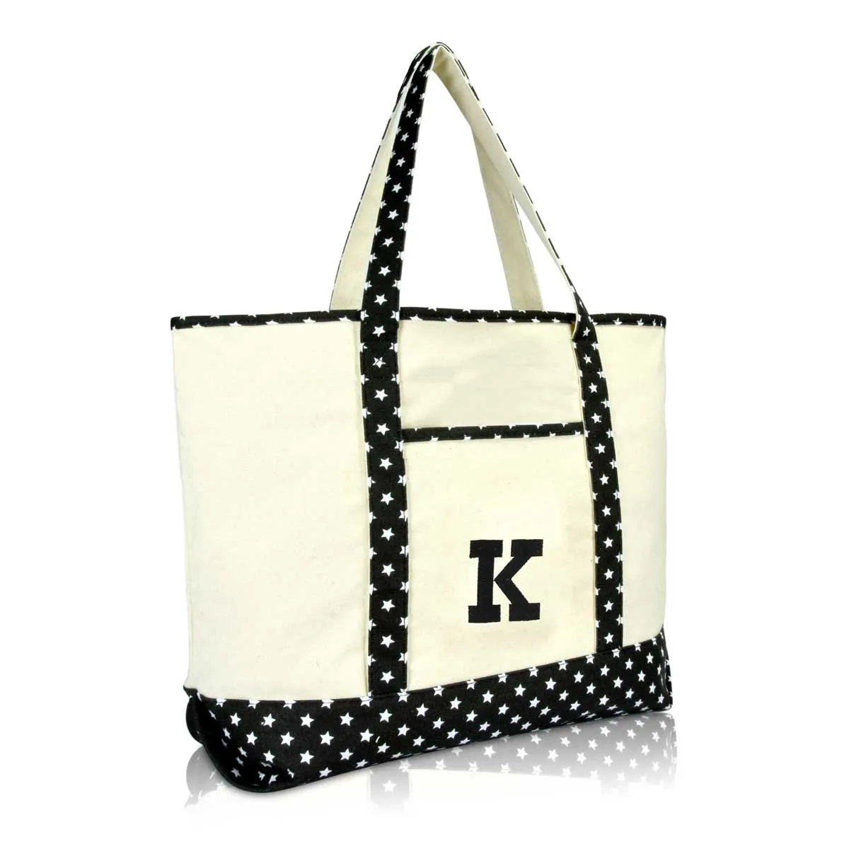 Dalix Initial Tote Bag Personalized Monogram Zippered Top Letter - K