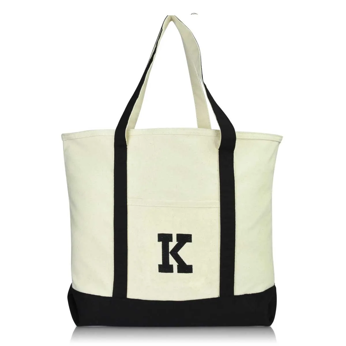 Dalix Initial Tote Bag Personalized Monogram Zippered Top Letter - K