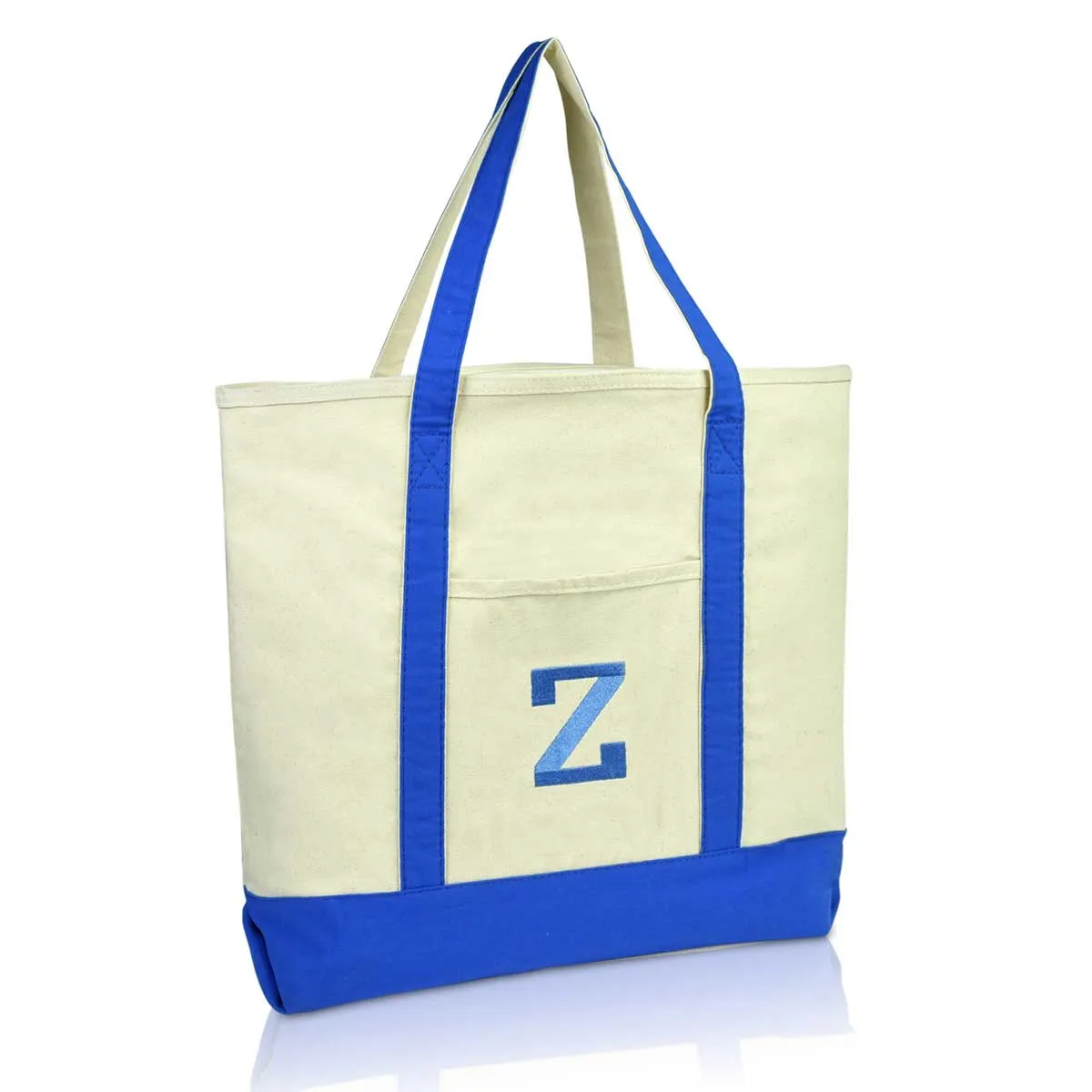 Dalix Initial Tote Bag Personalized Monogram Zippered Top Letter - Z