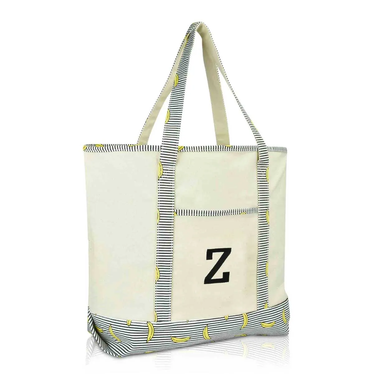 Dalix Initial Tote Bag Personalized Monogram Zippered Top Letter - Z