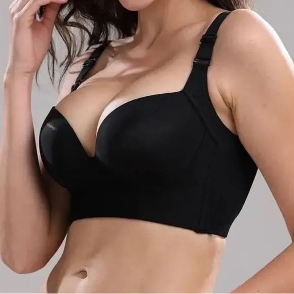 Deep Cup Fashion 38B Black Push Up Hidden Underwire Support Lift Seamless Bra