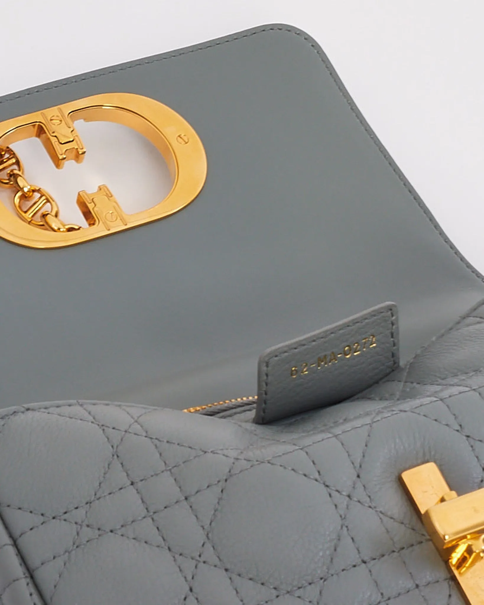 Dior Grey (Stone) Leather Small Caro Bag with Gold Hardware