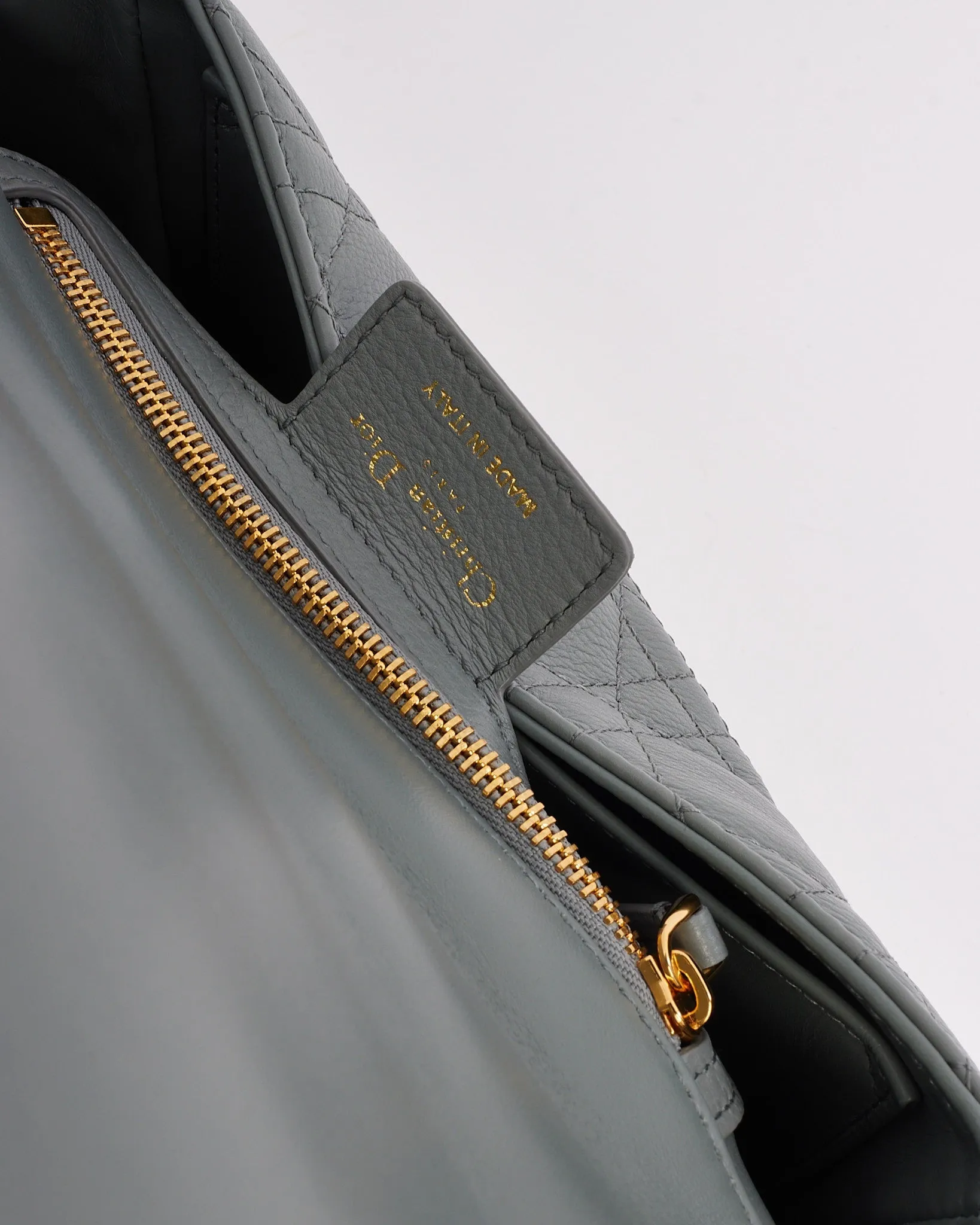 Dior Grey (Stone) Leather Small Caro Bag with Gold Hardware