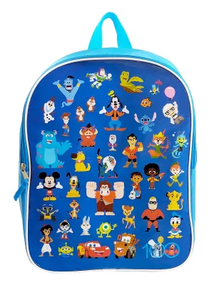Disney 100 Backpack Blue 15" Mickey Mouse Woody Aladdin Nemo Boys D100 Bag