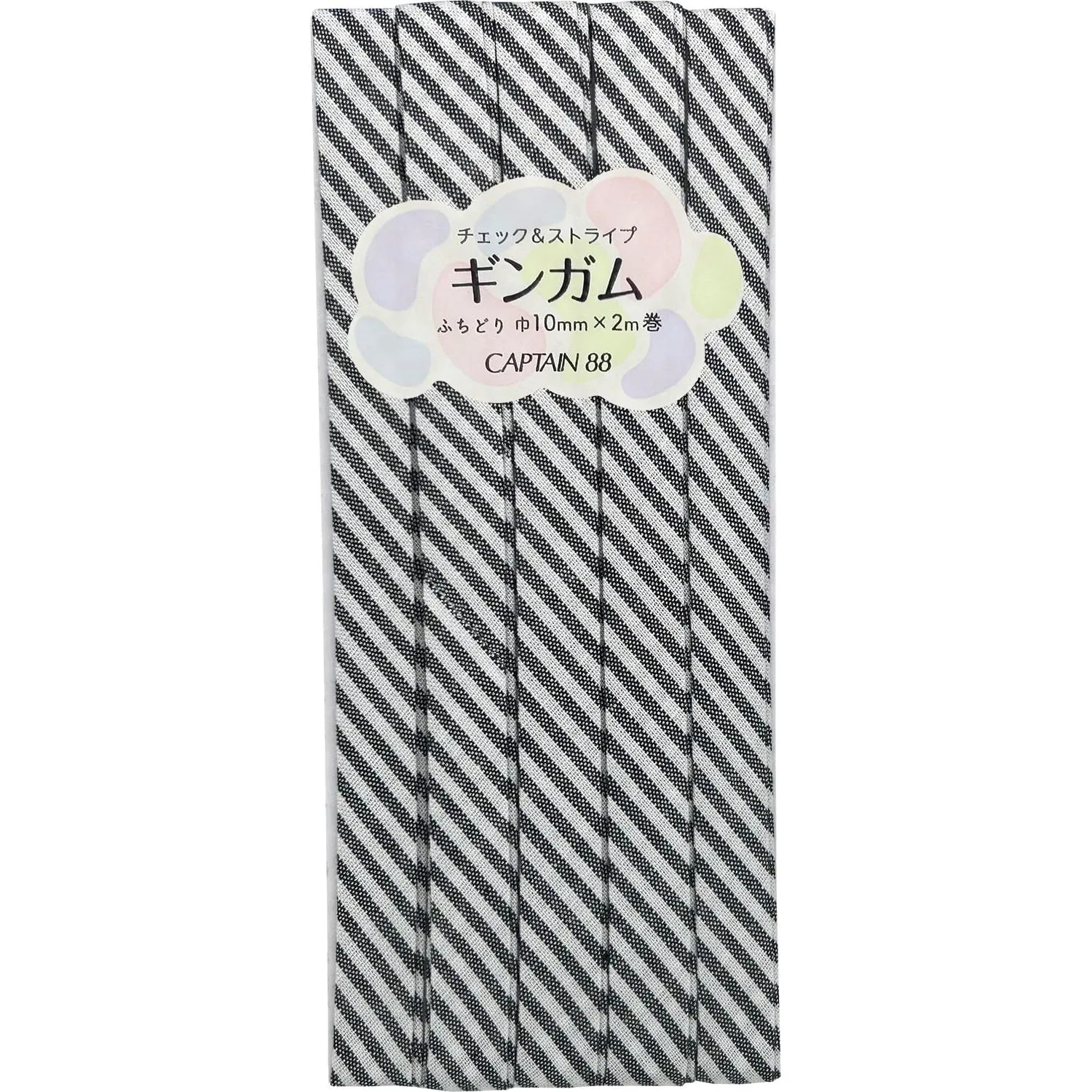 Double Fold Bias Tape 3/8" - Charcoal Stripe