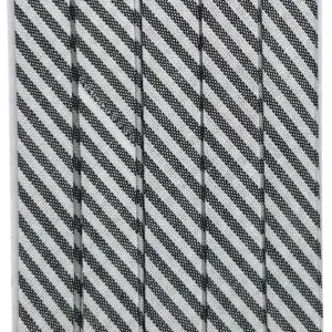 Double Fold Bias Tape 3/8" - Charcoal Stripe