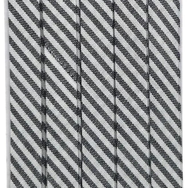 Double Fold Bias Tape 3/8" - Charcoal Stripe