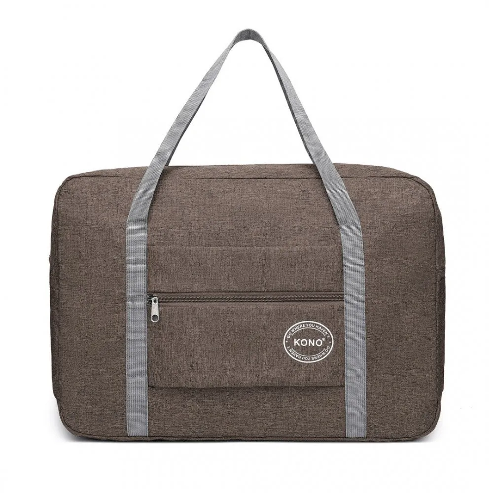 Eq2256 - Kono Foldable Waterproof Storage Travel Handbag - Brown