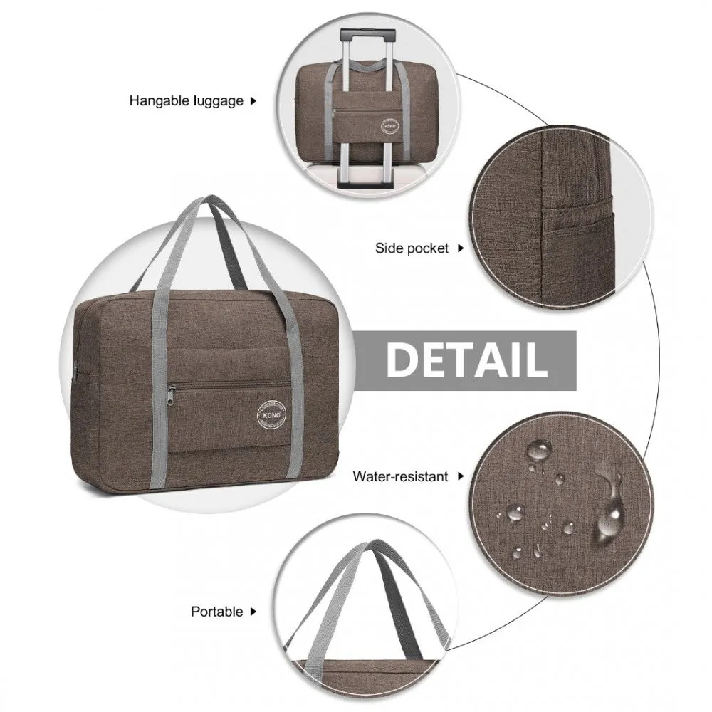 Eq2256 - Kono Foldable Waterproof Storage Travel Handbag - Brown