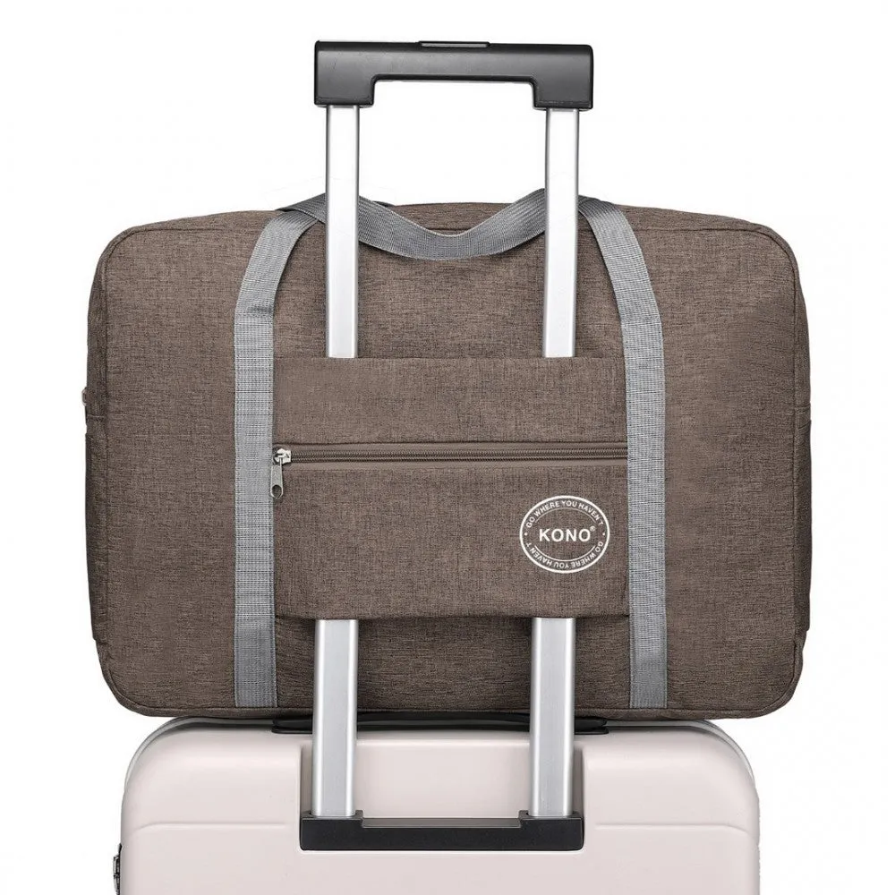Eq2256 - Kono Foldable Waterproof Storage Travel Handbag - Brown