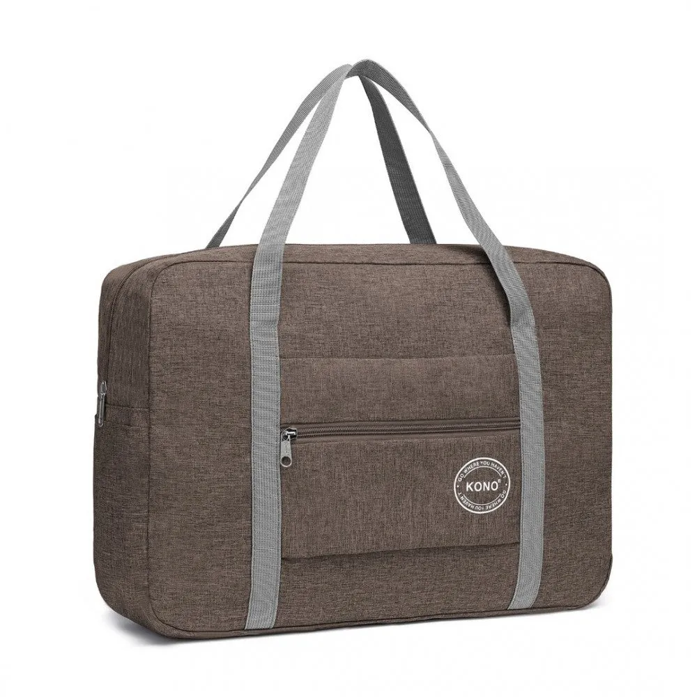 Eq2256 - Kono Foldable Waterproof Storage Travel Handbag - Brown