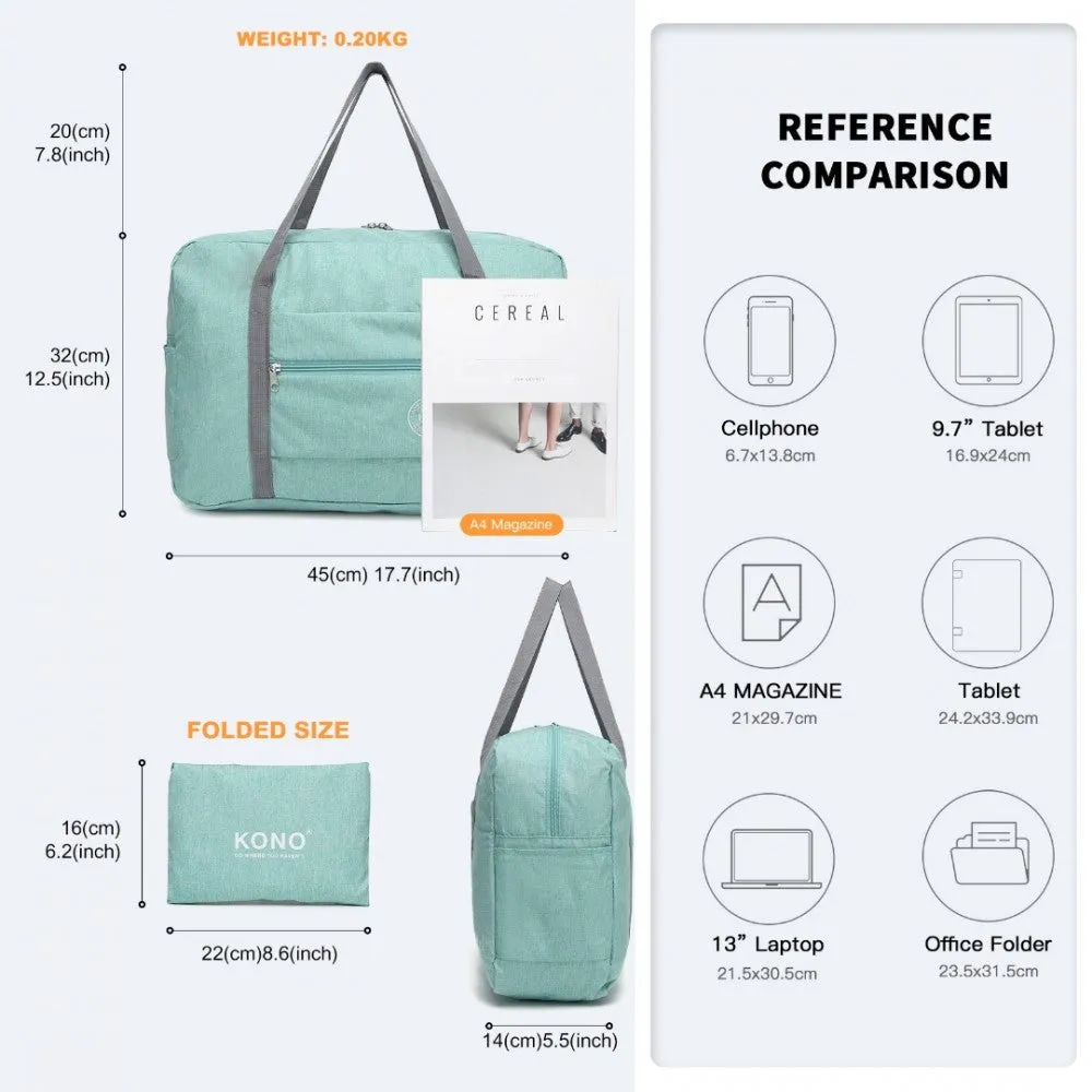 Eq2256 - Kono Foldable Waterproof Storage Travel Handbag - Green