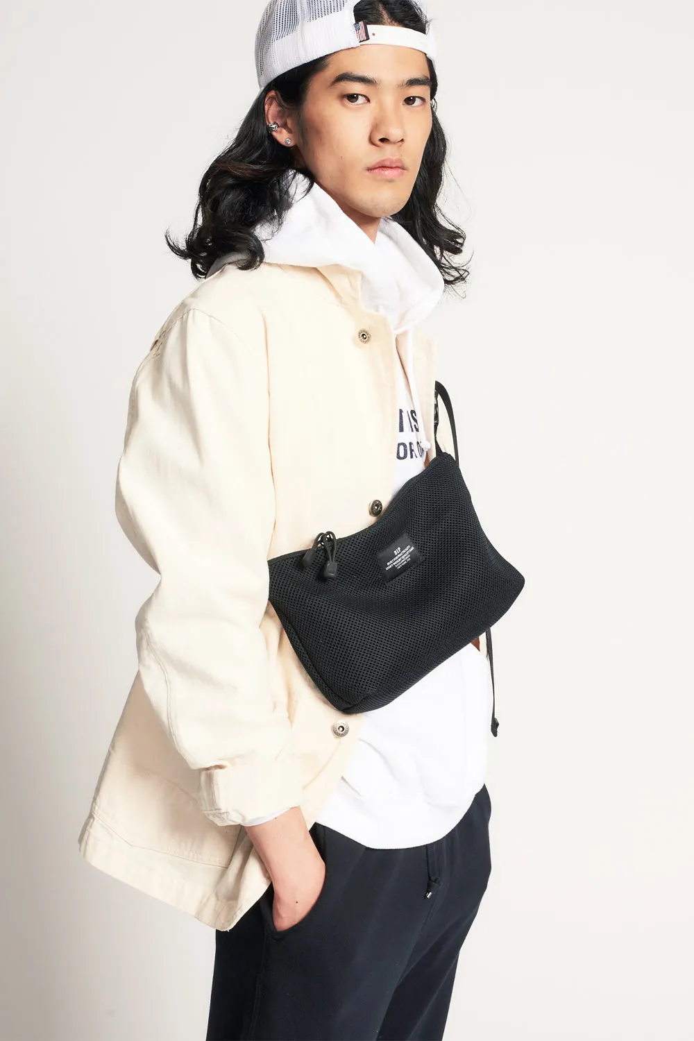 Fannypack Crossbody, Mesh Black