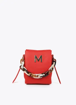 Faux leather crossbody bag with multicoloured strap
