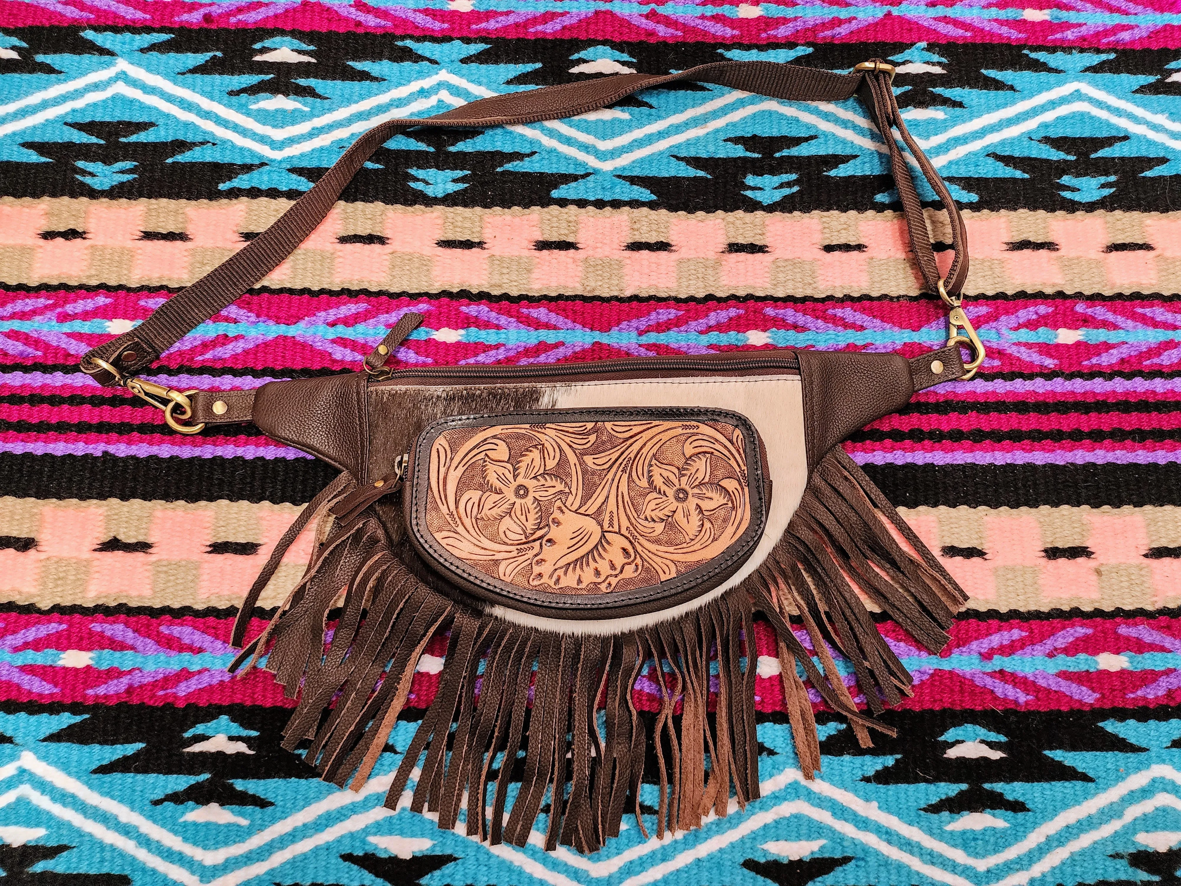 Festival Cowhide Bum Bag with Fringe
