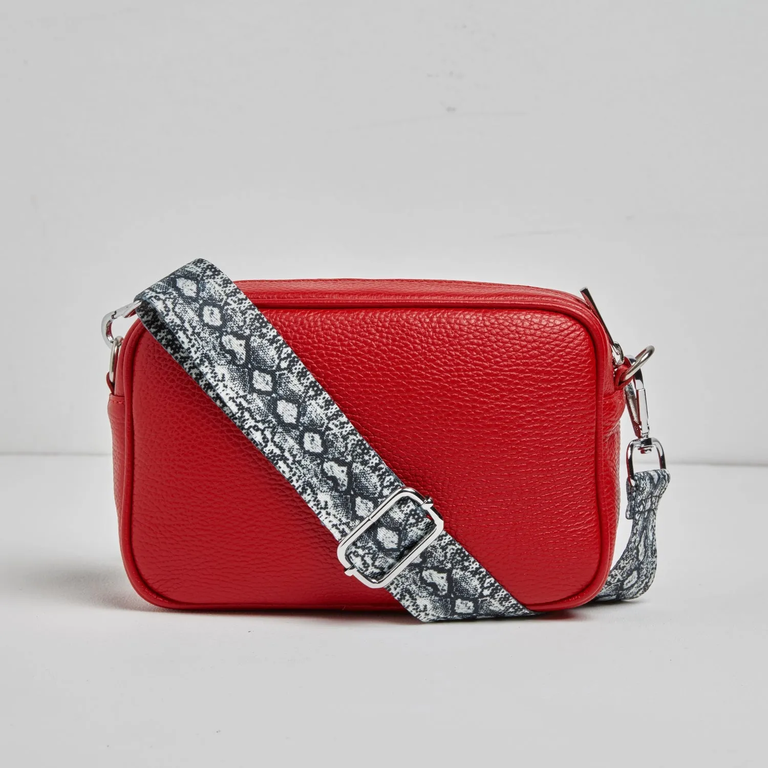 Florence Crossbody Bag in Red with Snake Strap