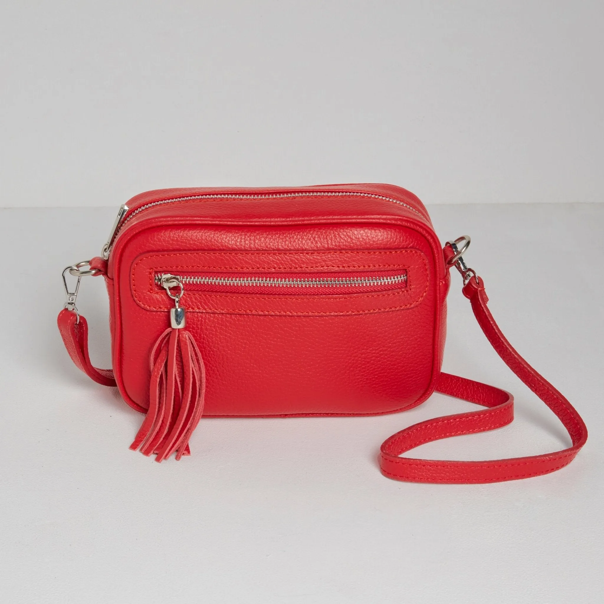 Florence Crossbody Bag in Red with Snake Strap