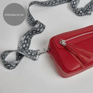 Florence Crossbody Bag in Red with Snake Strap