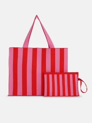 Florence Striped Set Bags - Red/Pink