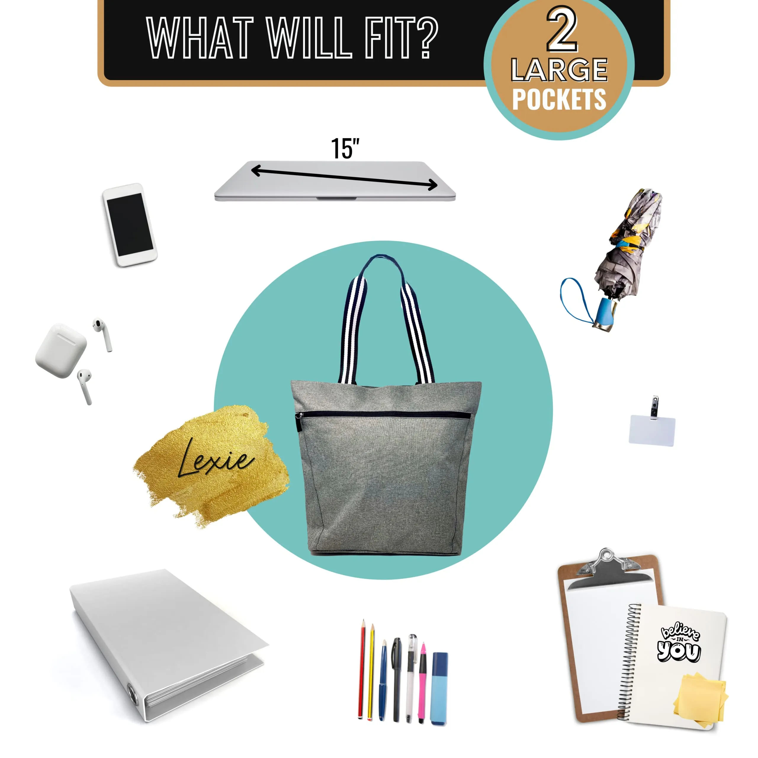 Floss Boss Lexie  Black  Tote Bag for Dental Workers