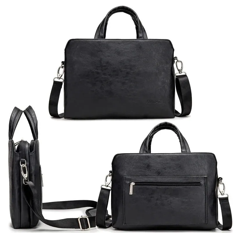 For Macbook Notebook Mens 13,14,15,15.6 Inch Messenger Shockproof Leather Case Hand & Laptop Bag